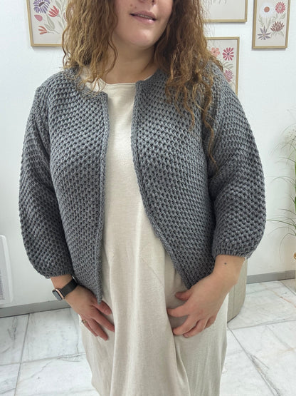 Gilet en maille ajourée oversize : Pivoine