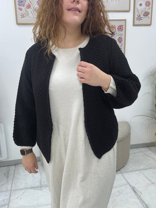 Gilet en maille ajourée oversize : Pivoine