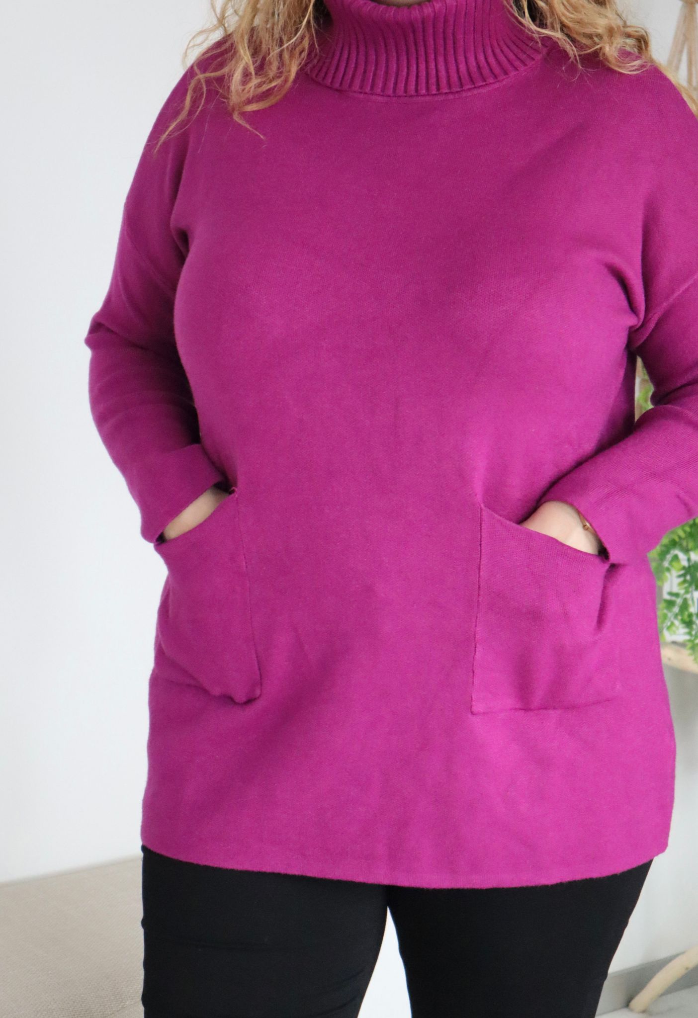 Pull à Col Roulé avec Poches : Bougainvillier